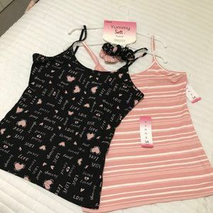 2 Leisure Ribbed Tanktops & 2 Scrunchies Sets Large, New w/ tags